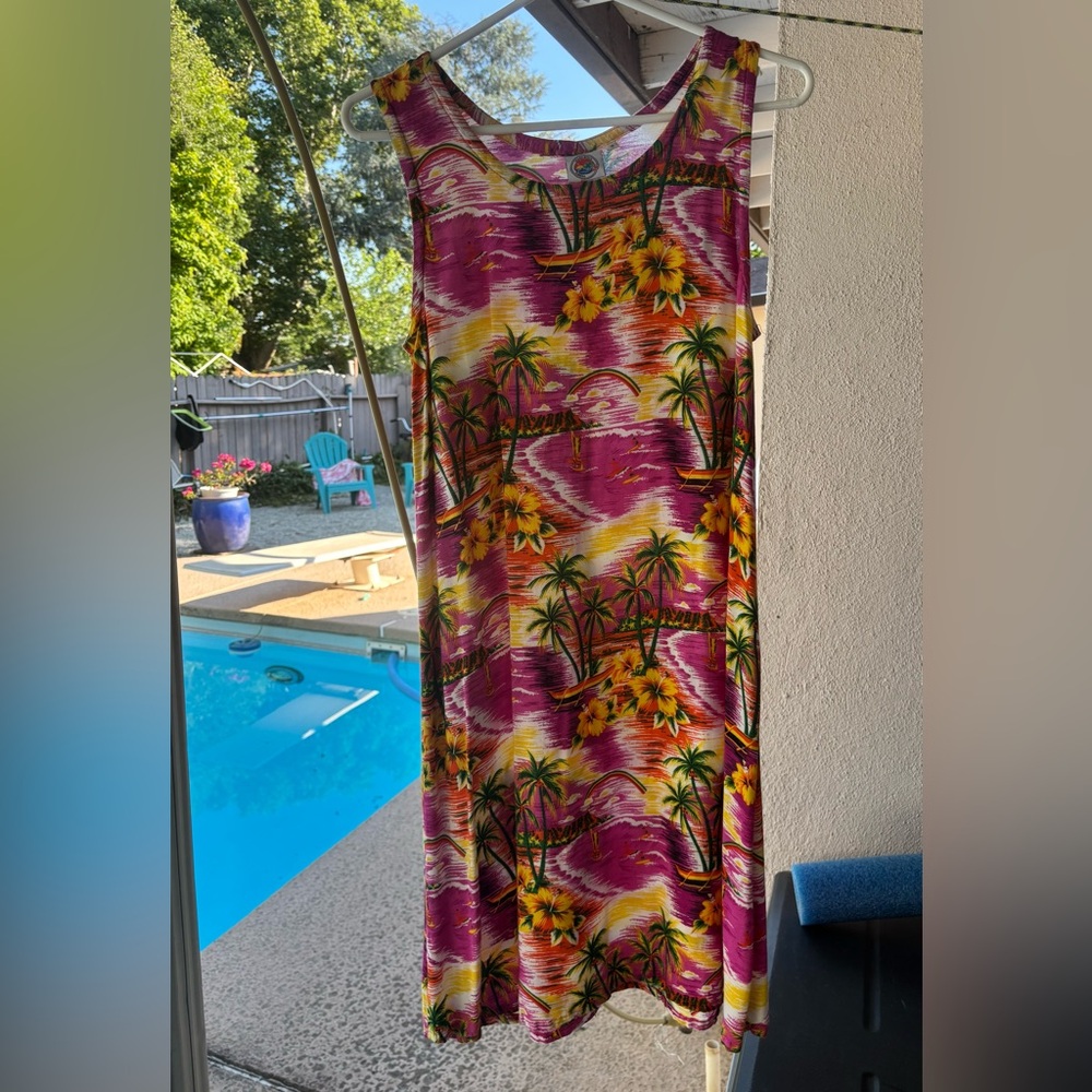 Vintage Hawaiian dress y2k Pink and Yellow dress with Vibrant Floral Design